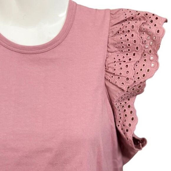 Joe's Women's Top Size XS Eyelet Layered Flutter Sleeve Blouse Rose NWT $148 - Picture 5 of 10